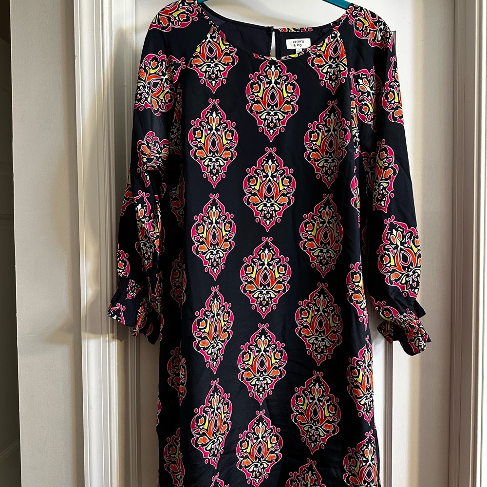 Crown & Ivy Blue and Pink Sheath Dress  ready for the Kentucky Derby